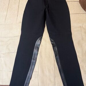 J. Crew Black Cropped Pants with Leather Detail